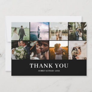 Cartão De Agradecimento Casamento com Colagem de Fotos Moderna Obrigado