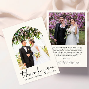 Cartão De Agradecimento Casamento com Creme de Foto em Arch Chic