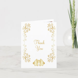 Cartão De Agradecimento Casamento com Design de Sinos Coloridos Dourados