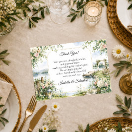 Cartão De Agradecimento Casamento com Elegância Romântica no Jardim à Beir