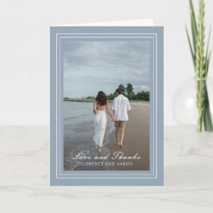 Cartão De Agradecimento Casamento com Eterno de Foto Azul Tradicional Dust