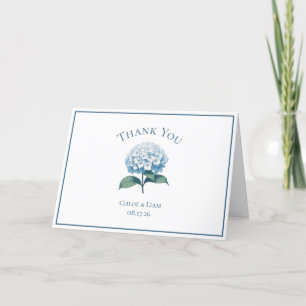 Cartão De Agradecimento Casamento com Flores Elegante Blue Hydrangea Obrig