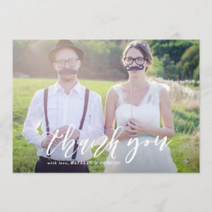 Cartão De Agradecimento Casamento com Foto com Script Letrizado na Mão Br