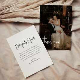 Cartão De Agradecimento Casamento com Foto Completa em Letra Moderna Minim