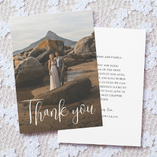 Cartão De Agradecimento Casamento com Foto Completa em Letra Moderna Minim