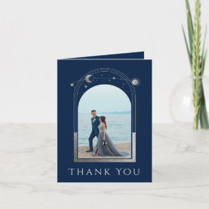 Cartão De Agradecimento Casamento com Foto de Lua de Estrela Azul-Chic