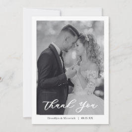 Cartão De Agradecimento Casamento com Foto e Letra Moderna
