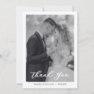 Cartão De Agradecimento Casamento com Foto e Letra Moderna