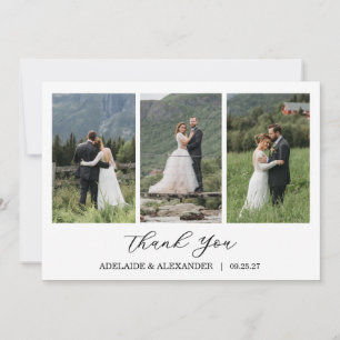 Cartão De Agradecimento Casamento com Foto e Letra Moderna