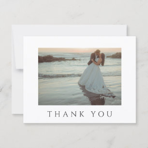 Cartão De Agradecimento Casamento com Foto Minimalista em Preto e Branco M