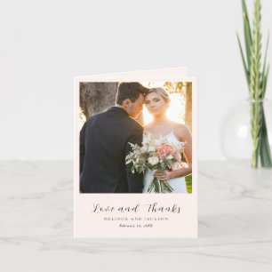 Cartão De Agradecimento Casamento com Foto Neutra Terrosa Moderna