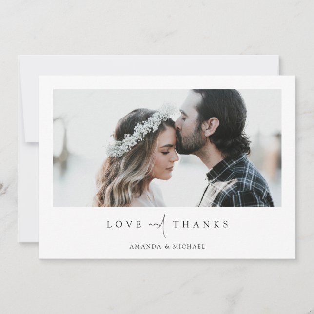 Cartão De Agradecimento Casamento com Foto Personalizada (Frente)