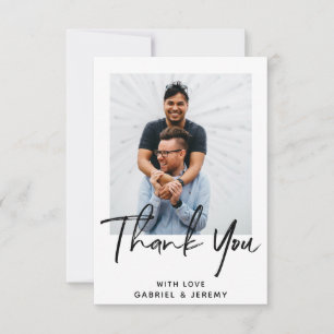 Cartão De Agradecimento Casamento com Foto Personalizada de Roteiro Minima