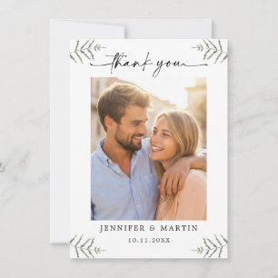 Cartão De Agradecimento Casamento com Foto Personalizada Rústica Minimalis