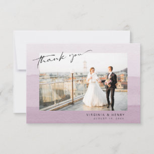 Cartão De Agradecimento Casamento com Foto Roxa