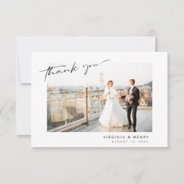 Cartão De Agradecimento Casamento com Foto Simples Moderna