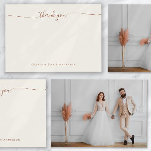 Cartão De Agradecimento Casamento com Fotografia Simples Cream Boho