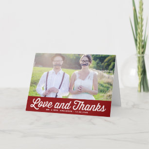 Cartão De Agradecimento Casamento com Fotos Retroativas de Amor e Obrigado