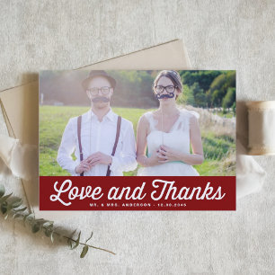 Cartão De Agradecimento Casamento com Fotos Retroativas de Amor e Obrigado