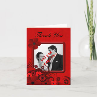 Cartão De Agradecimento Casamento com Gótico Vermelho Floral Obrigado Cart
