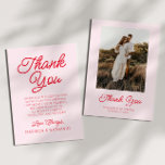 Cartão De Agradecimento Casamento com Imagens Vermelhas Rosa Minimalista M<br><div class="desc">Este é um Cartões de agradecimentos de casamento de fotos personalizadas,  rosa minimalista moderno e vermelho!</div>