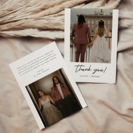 Cartão De Agradecimento Casamento com Letra Elegante Moderna 2-Foto
