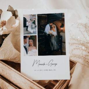 Cartão De Agradecimento Casamento com Letra Manuscrita Moderna Minimalista