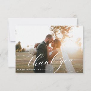 Cartão De Agradecimento Casamento com letras de caligrafia estilizadas