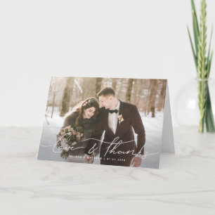 Cartão De Agradecimento Casamento com Letras Modernas de Mão de Amor e Obr