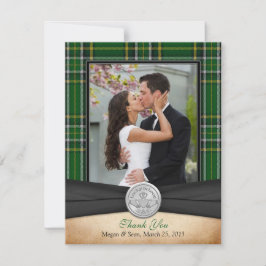 Cartão De Agradecimento Casamento com o irlandês Tartan Celtic Claddagh Ob