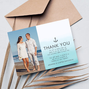 Cartão De Agradecimento Casamento Com O Oceano De Destino Da Praia De Ombr
