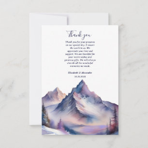 Cartão De Agradecimento Casamento com paisagens cobertas de neve