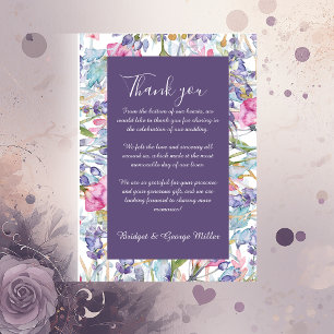 Cartão De Agradecimento casamento com pastel violeta