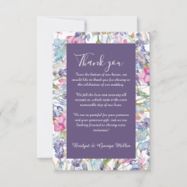 Cartão De Agradecimento casamento com pastel violeta