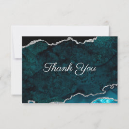 Cartão De Agradecimento Casamento com Prata Teal
