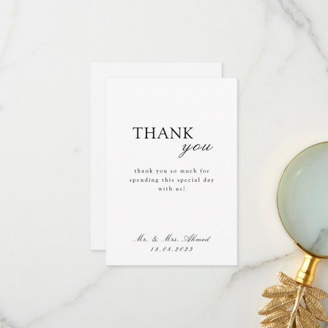 Cartão De Agradecimento Casamento com Script Muçulmano Islâmico (Frente/Verso In Situ)