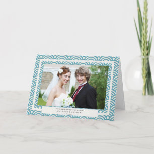 Cartão De Agradecimento Casamento com Seigaiha Japonês Obrigado/Texto Per