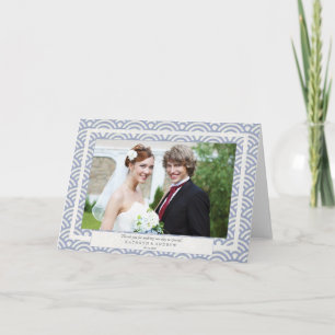 Cartão De Agradecimento Casamento com Seigaiha Japonês Obrigado/Texto Pers