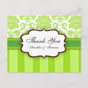 Cartão De Agradecimento Casamento Com Stripe Verde Obrigado
