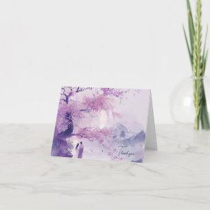 Cartão De Agradecimento Casamento com Tema Lavanda da Noiva & Noivo