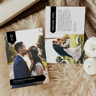 Cartão De Agradecimento Casamento com Texto Personalizado Foto Minimalista