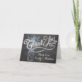 Cartão De Agradecimento Casamento com Tipografia Chalkboard Obrigado