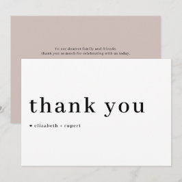 Cartão De Agradecimento Casamento com Tipografia Serif Script Minimalista 