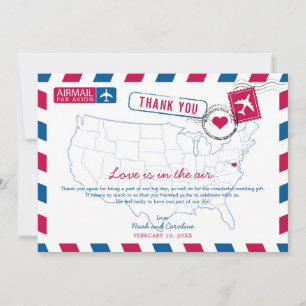 Cartão De Agradecimento Casamento com Washington DC Airmail Obrigado