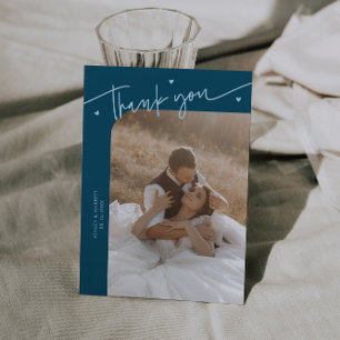 Cartão De Agradecimento Casamento Coração Teal Roteiro Moderno