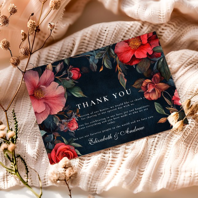 Cartão De Agradecimento Casamento Crimson Noir  (Criador carregado)