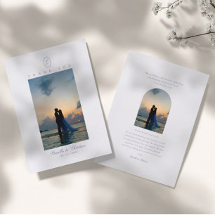 Cartão De Agradecimento Casamento Cristão de Monograma Mínimo Elegante