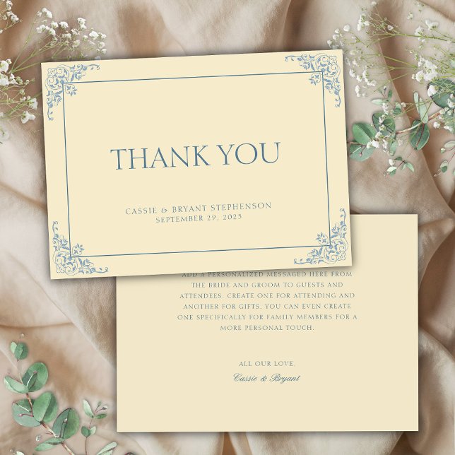 Cartão De Agradecimento Casamento da Era Amarela da Manteiga Elegante Simp (wedding thank you cards for simple thank you notes for formal regency era vintage elopement gifts)
