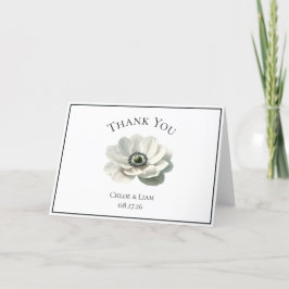 Cartão De Agradecimento Casamento da Flor Anônimo Legante Preto e Branco