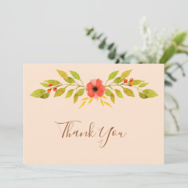 Cartão De Agradecimento Casamento da Flor de Boho Minimalista